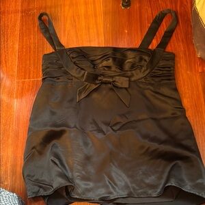 Betsey Johnson Black Satin Bow Tank – Size 2